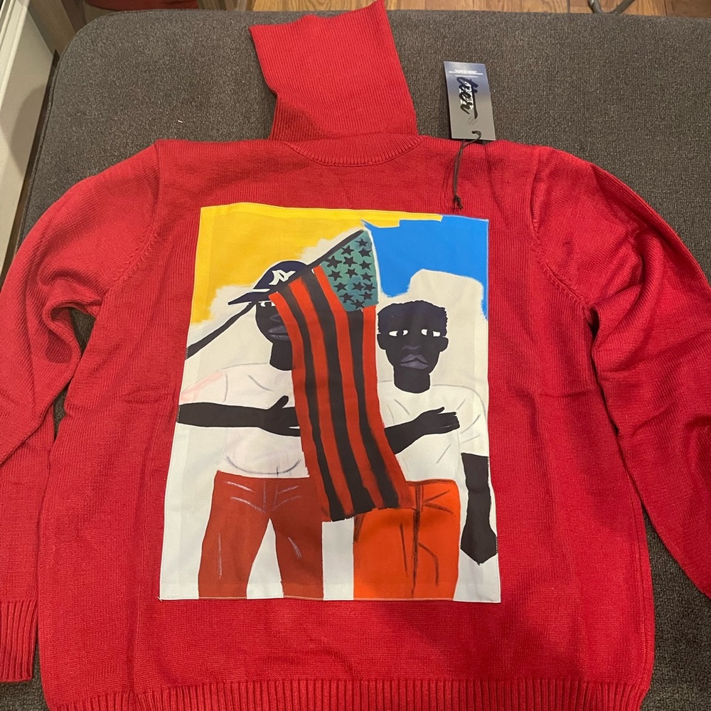 Red turtleneck